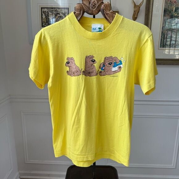 Vintage 80s Jim Benton Shar Pei Dog Puppy Cartoon Single Stitch Tshirt M - Picture 3 of 8